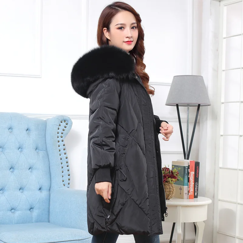 Down jacket real fox fur collar woman new mid-long anti-season sale back season white duck down clearance explosion