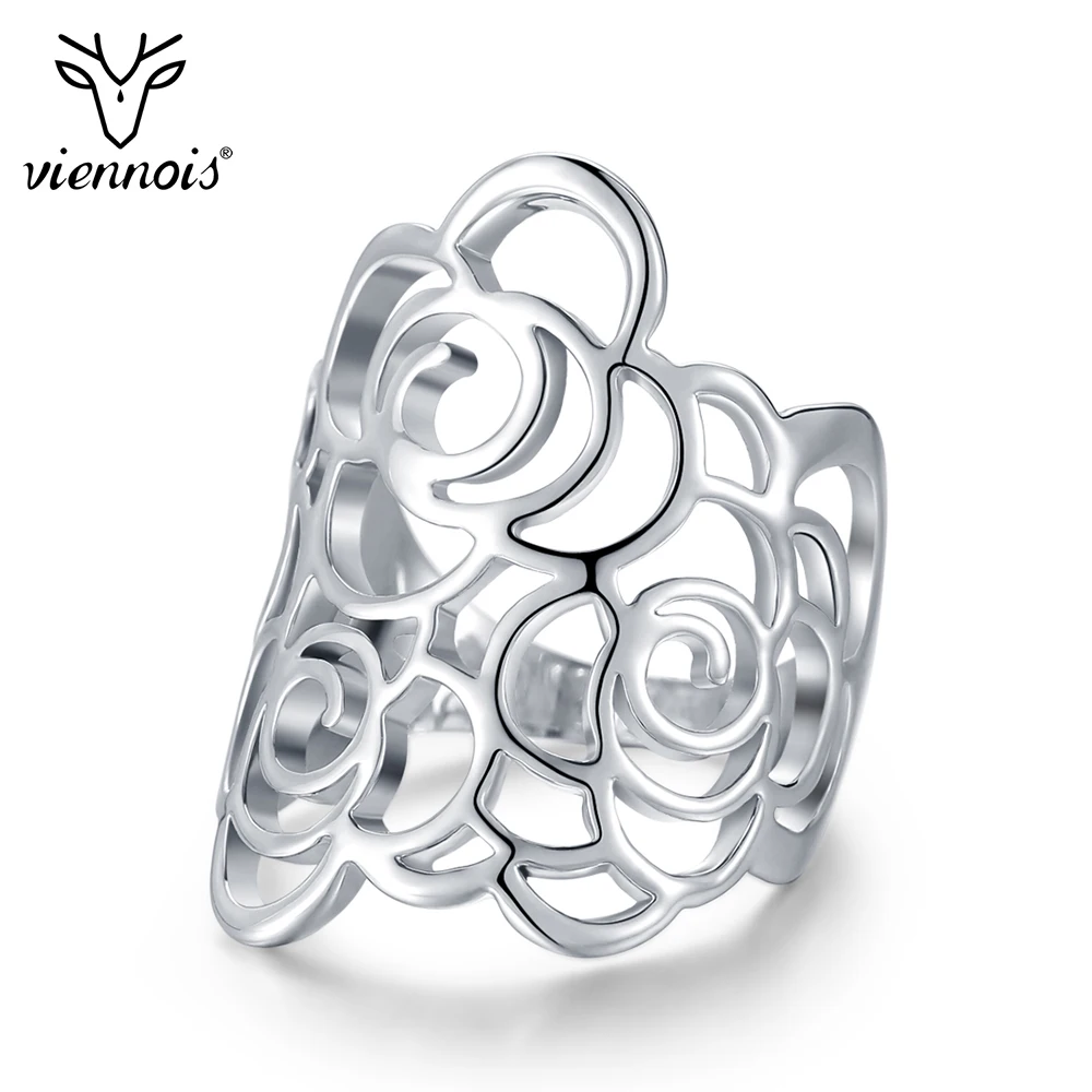 Viennois Модные полые кольца с цветами для женщин модные вечерние на палец ювелирные