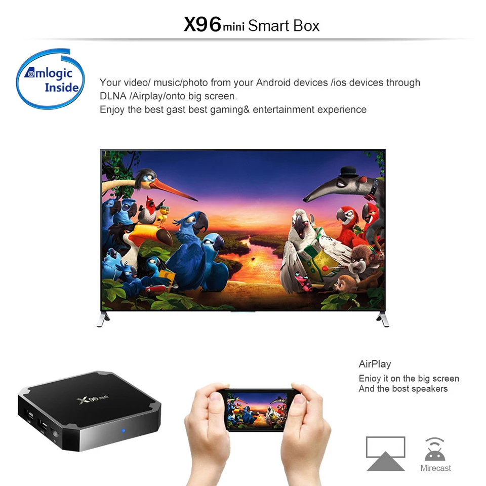 X96 Мини Android 7,1 Smart tv BOX 2 GB/16 GB tv BOX X 96 mini Amlogic S905W H.265 4K 2,4 GHz WiFi медиаплеер телеприставка X96mini