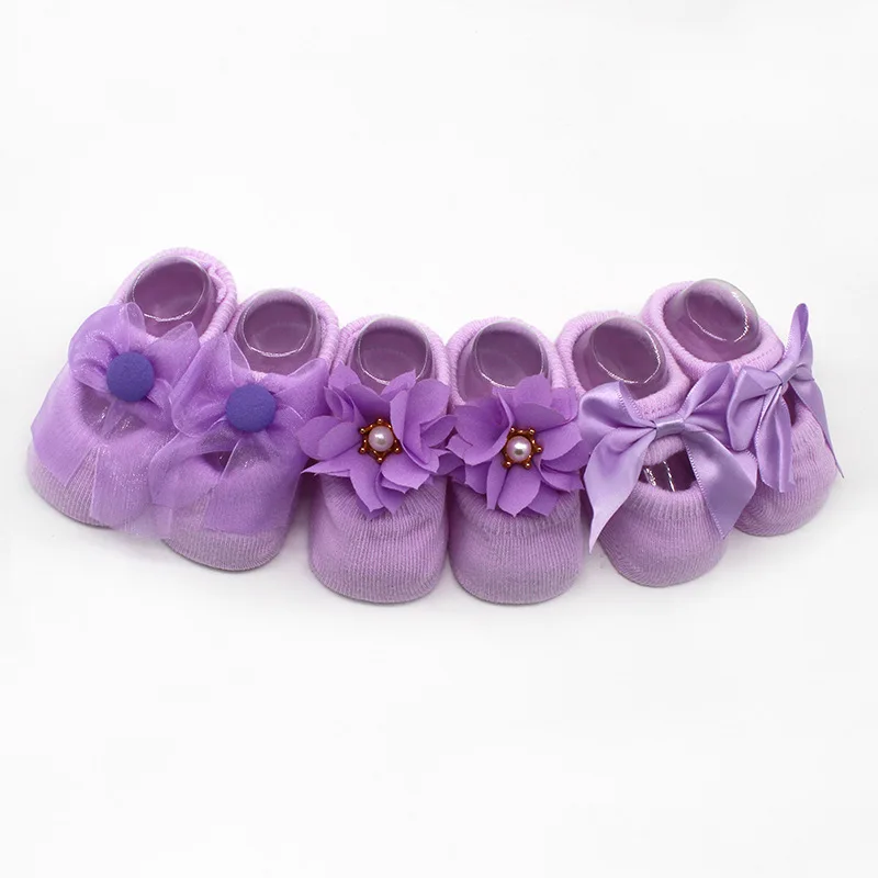 Spring Summer Infant Shoes New Hole Children Cotton Socks Baby Floor Shoes Non-slip Lace Flower Bow Baby Socks Toddler Shoes