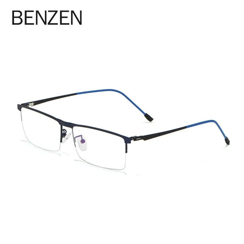 

BENZEN Alloy Myopia Glasses Frame Men Ultralight Square Prescription Eyeglasses Male Half Frame Optical Frame 5278