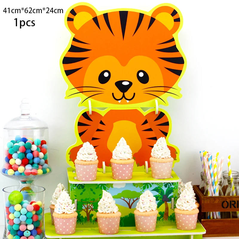 Safari Animal Cake stand Cardboard Cupcake Holder Kids Birthday Party Wedding Decor Dessert Table Display Supplies Centerpieces