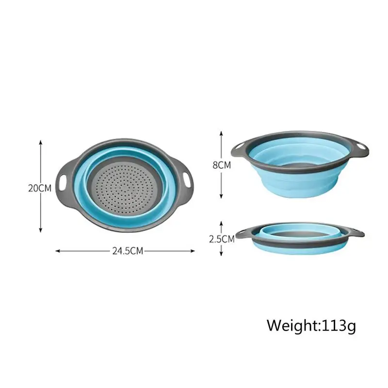 Silicone Collapsible Drain Basket Filter Creative Folding Vegetable Fruit Storage Basket Kitchen Multifunctional Storage Tool