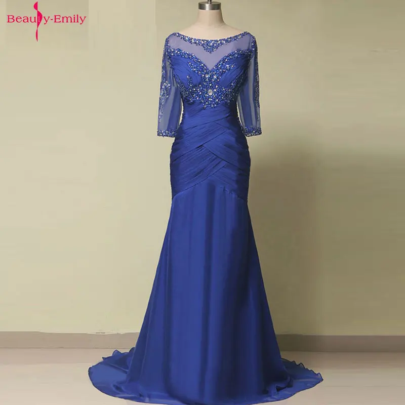 Schoonheid Emily Plus Size Blauw Lange Mermaid Lace Moeder Van De Bruid Jurken 2019 O-hals Formele Bruiloft Jurken Schoonheid Emily Plus Size Blauw Lange Mermaid Lace Moeder Van De Bruid Jurken 2019 O-hals Formele Bruiloft Jurken