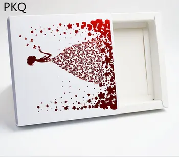 

15.5*15.5*2.8cm Bride printed Red and White pearl paper Disc CD Storage Drawer paper Box Case DVD Holder Sleeves Packing box