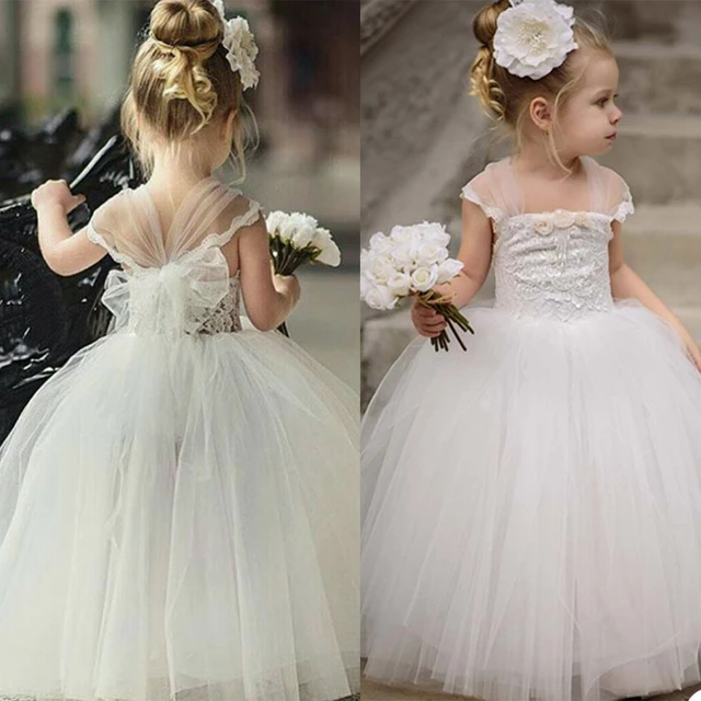 FATAPAES vestidos de flores para niña, vestido de fiesta de boda, blanco,  marfil, champán, primera comunión, Princesa, Maxi - AliExpress