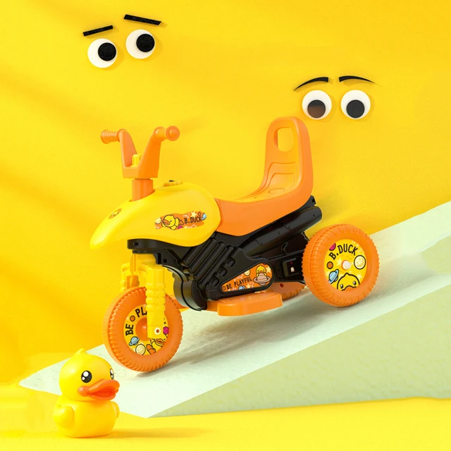 Little Yellow Duck 1-6 Years Old Children's Electric Three-wheeled Motorcycle Baby Toy Can Sit on Human Children's Battery Car 2