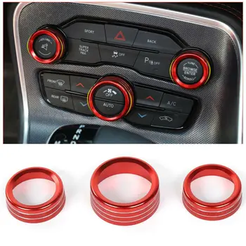 

3Pcs Switch Knob Trim Inner Ring For Dodge Charger 2015-2019 Replacement Set