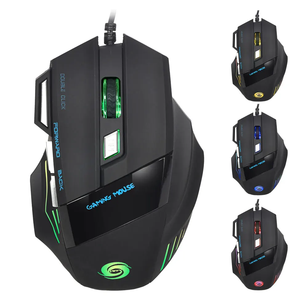  Ergonomic Wired Gaming Mouse Silent 7 Button 5500 DPI LED USB Computer Mouse Gamer Mice for Compute