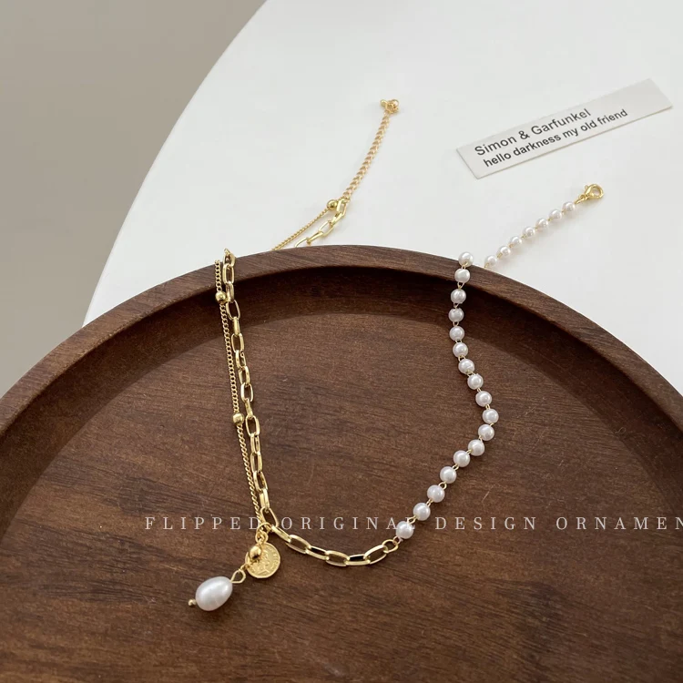 2021 New Korean Fashion Dainty Pearl Necklace For Women Beaded Chain Cute Pearl Pendant Choker Vintage Jewelry On The Neck