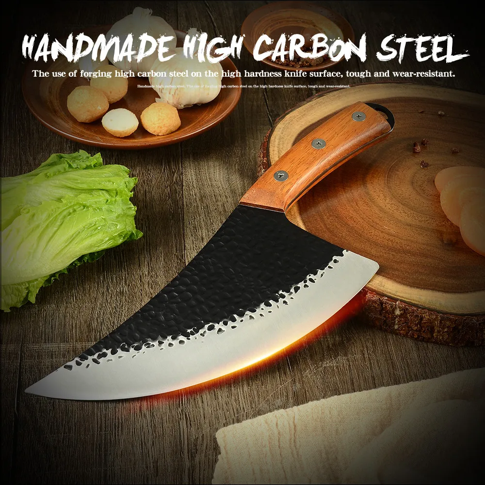 CBXG10840-4cr13不锈钢花梨木弯柄三钢钉8寸发黑锤纹特大剔骨刀(刀面弧形,刀柄带挂钩)_07