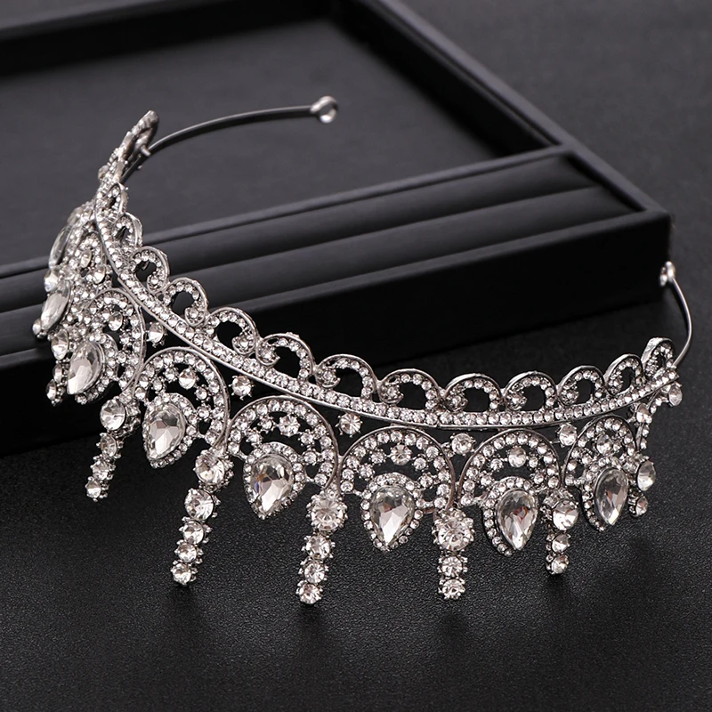 New Wedding Big Crown Hair Accessories Rhinestone Crystal Crown Silver Bride Hair Accessories Jewelry Bride Wedding Crown Gift