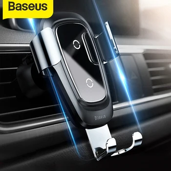 

Baseus Qi Wireless Charger Car Phone Holder for iPhone 11Pro Samsung Mobile Phone Holder Stand Air Vent Mount Gravity Car Holder