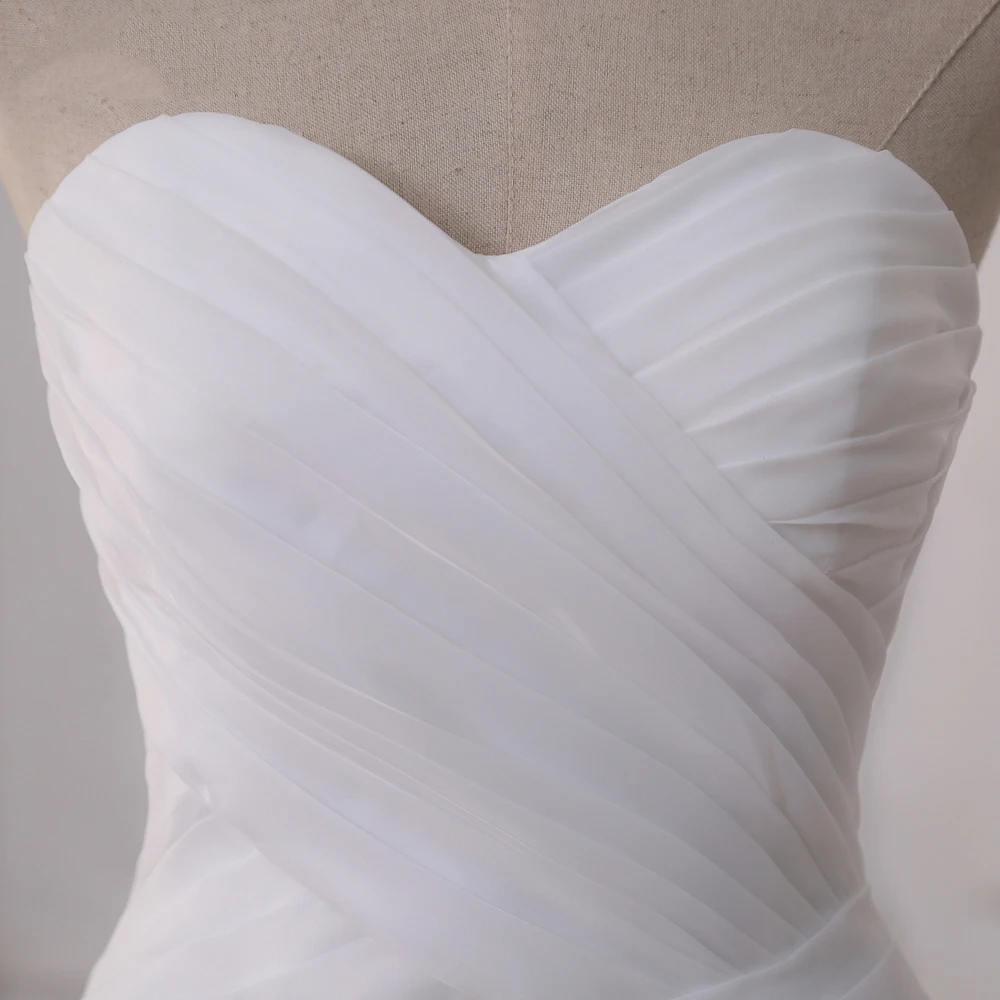 Eleagnt Mermaid Wedding Dresses Customized Sweetheart Sleeveless Pleats Ruffled Organza Bridal Gowns Vestidos de Novia 5