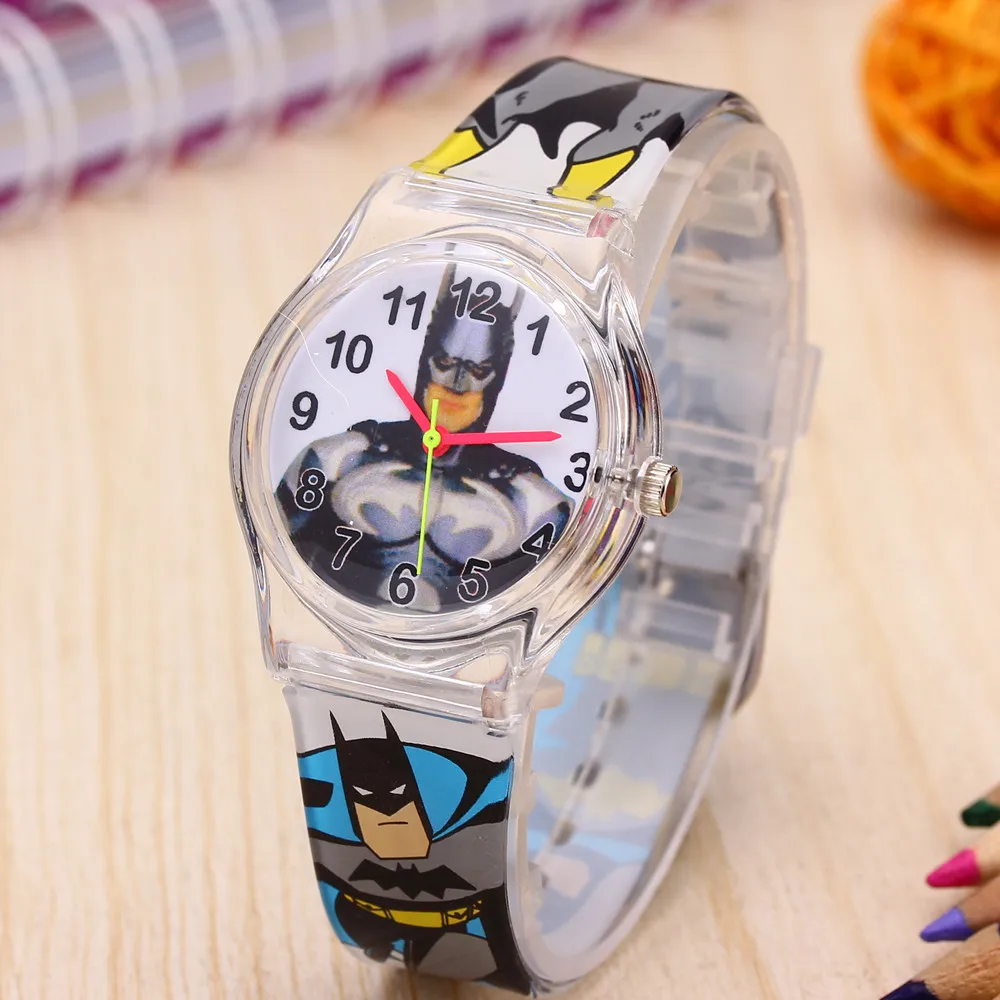 Популярные детские часы в стиле Бэтмен, часы с резиновым ремешком, кварцевые часы с человеком-пауком, наручные часы для студентов, Saats Montre Enfant, детские часы в подарок