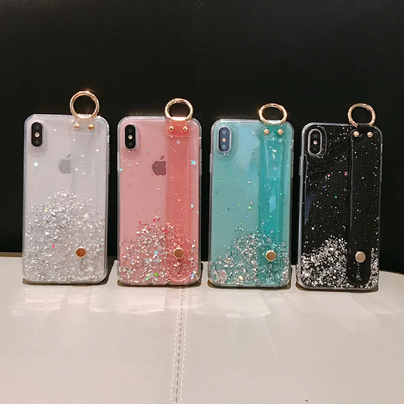 Wristband bracket transparent shining piece sotf tpu phone case for iphone 11promax 6 6s 7 8plus cover iphonexr x xs max | Мобильные