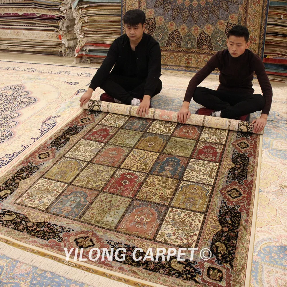 Yilong 5 'x 8' персидский ковер прямоугольный четырехсезонный фиолетовый белый