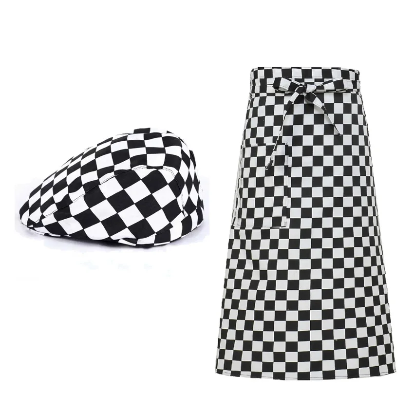 Restaurant Kitchen Chef Uniform Apron Cap Food Service Adjustable Bakery Cook Chili Striped Solid Elastic Chef Aprons Workwear