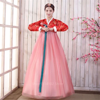 

Women Traditional Korean Hanbok For Woman Noble Elegant Royal Court Princess Dresses Female Embroidery Party Stage Dance Costume