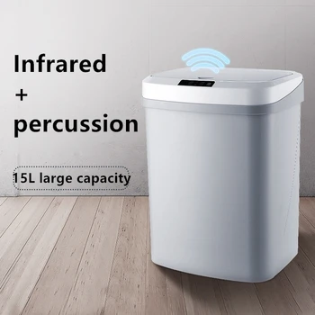 

15L Automatic Touchless Intelligent induction Motion Sensor Kitchen Trash Can Wide Opening Sensor Eco-friendly Waste Garbage Bin