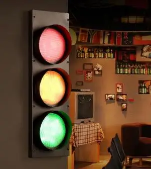 Three Color Креативный светодиодный настенный светильник из кованого железа, настенный светильник, сигнальный настенный светильник, промышленный Ретро декоративный светильник ing - Цвет абажура: Three Color