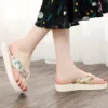 Summer Flip Flops Women Designer Bohemian Satin Slippers Thick-Sole Slope with Flip Flops Beach Shoes Slippers 3