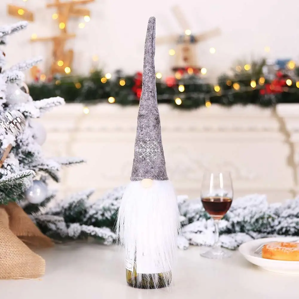 Рождественские рождественские Чехлы для винных бутылок, сумка Санта Клаус, снеговик для бутылки, покрытие для обеденного стола, украшение для дома, Новогодние товары - Цвет: V  42X19cm