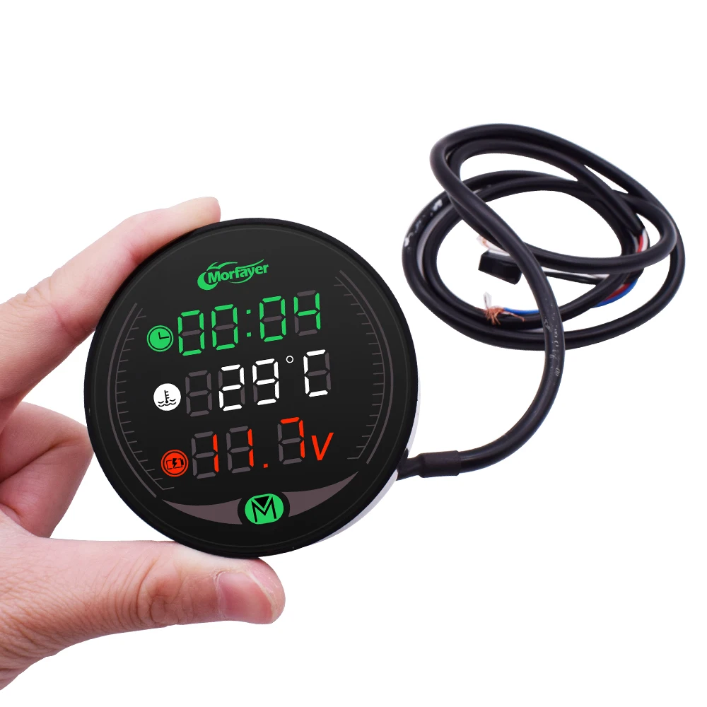 Motorcycle Gauge Display Table Voltmeter Water Temp Clock Time Usb For