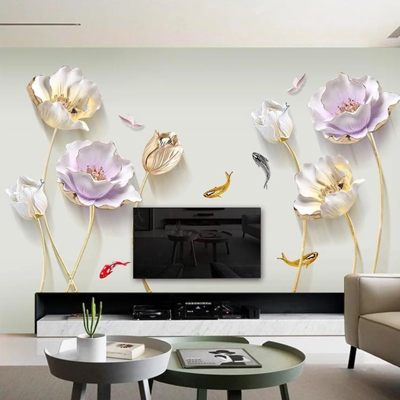 180*110 см наклейка на стену тюльпан 3D бабочка Цветочные наклейки Съемная гостиная спальня декор для ванной, дома плакаты для украшения