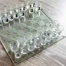 Small Shot Glass Chess Set Drinking Game Set Glass Chess Board Game New