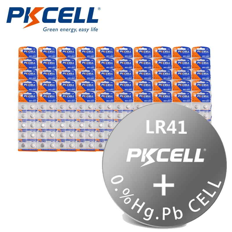 1000 шт. PKCELL LR41 AG3 192 Щелочная Кнопка монета батарея равна LR192 V3GA SR41 392 для
