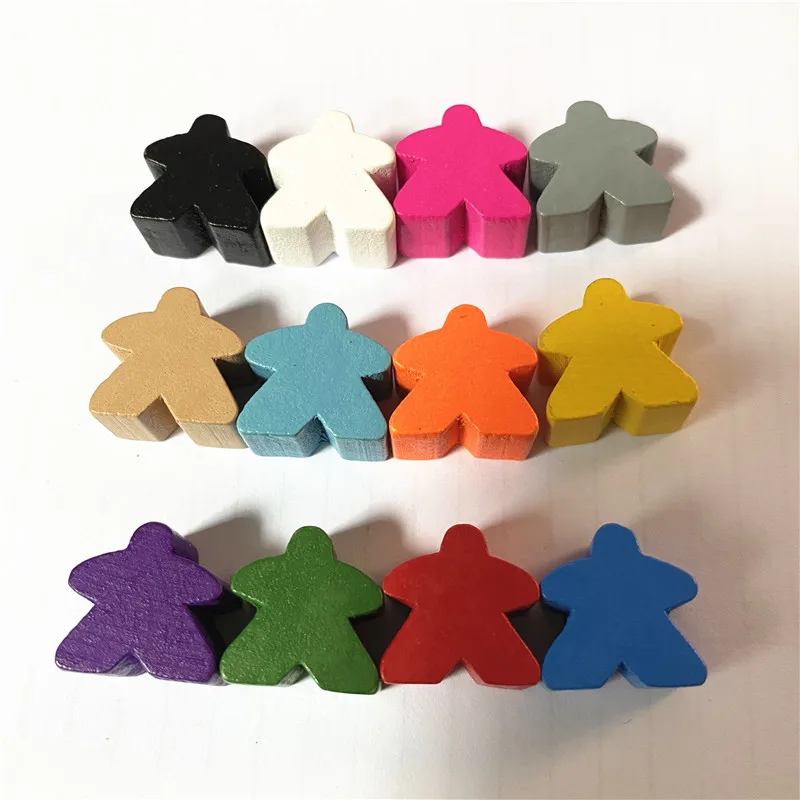 12PCS Wooden Humanoid Pawn Chess Pieces 12 Colors Standard Size 16mm For Board Game Accessories