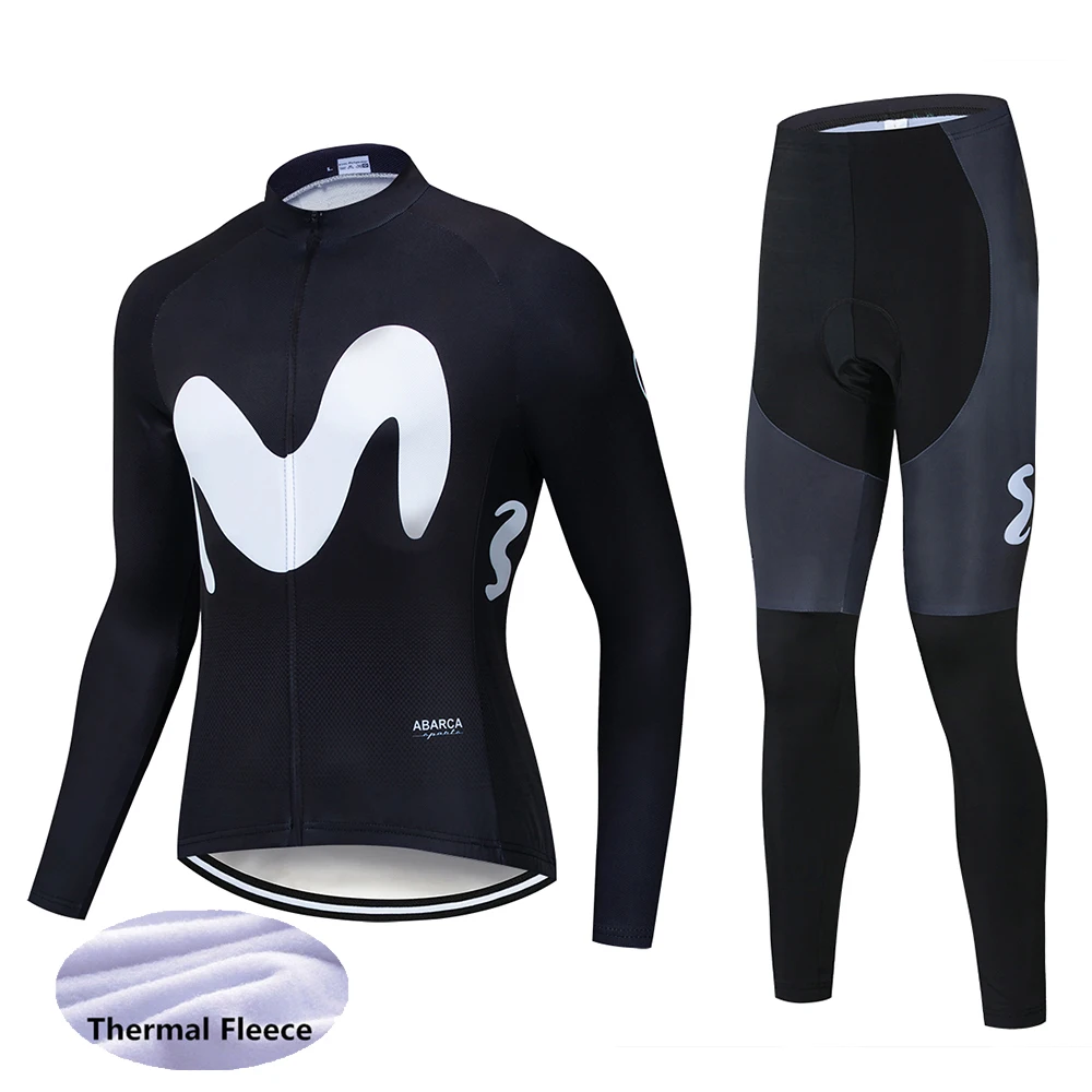 

2019 Movistar Winter Thermal Fleece Long Sleeves Cycling Jersey Set Men Clothing Bike Clothes Wear Bicycle Maillot Ropa Ciclismo