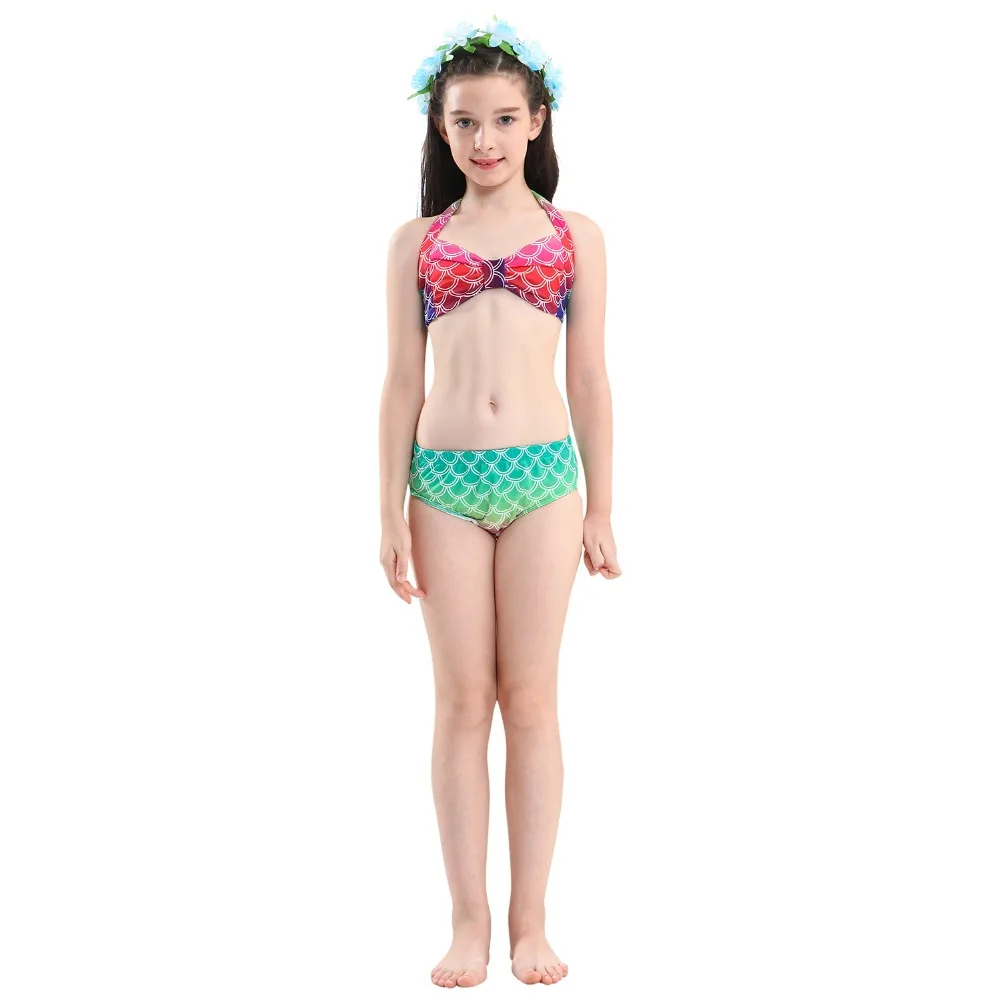 New Girls Swimming Mermaid Tails Mermaid Wig Costume Cosplay Party Children Bathing Suit Kids Swimwear Swimsuit with Monofin Fin