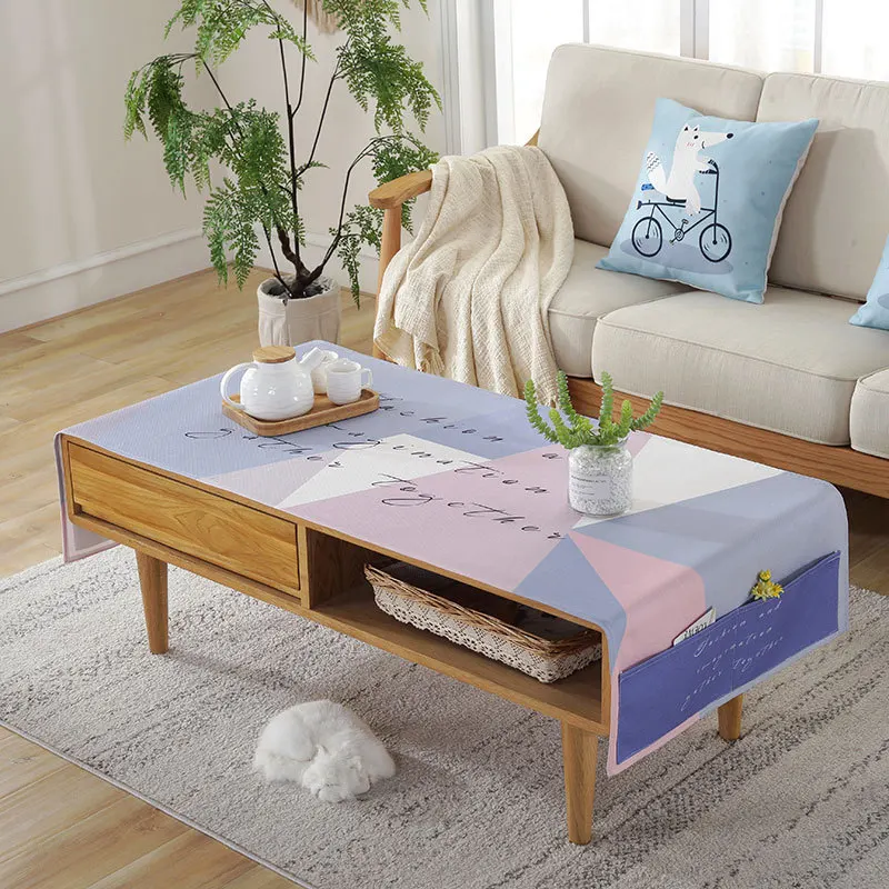 Tea table cloth cartoon printed cotton and linen cover cloth for tea table small table dust protected cover