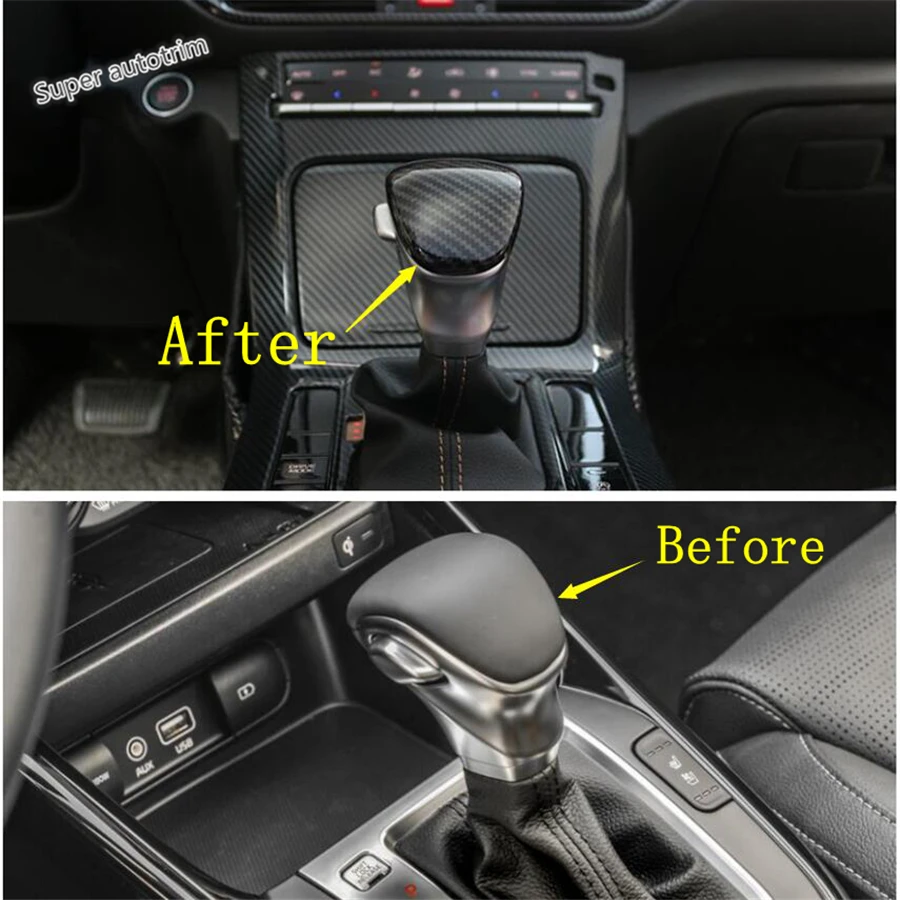 

Lapetus Gear Shift Gearshift Head Knob Cover Kit Fit For Kia Forte / Cerato / K3 2019 2020 Accessories Interior Carbon Fiber ABS