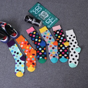 

New styles of harajuku men and women trend with polka dot pattern women's college wind tube socks