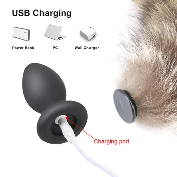 IKOKY 10 Frequency Fox Tail Anal Plug Vibrator Remote Control Sex Toys For Couples Anus Dilator Adult Game Vibrating Butt Plug 6