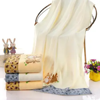 

New Hot-selling Superfine Fiber Brushed Thickened Hemming Bath Towel Soft Absorbent Patch Rabbit Bath Towel