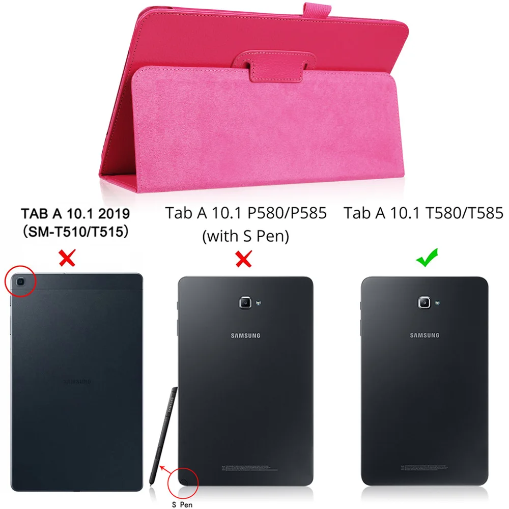 Чехол для samsung Galaxy Tab A A6 10,1 T580 T585 SM-T580 SM-T585 Магнитный чехол с откидной крышкой - Цвет: Rose Red