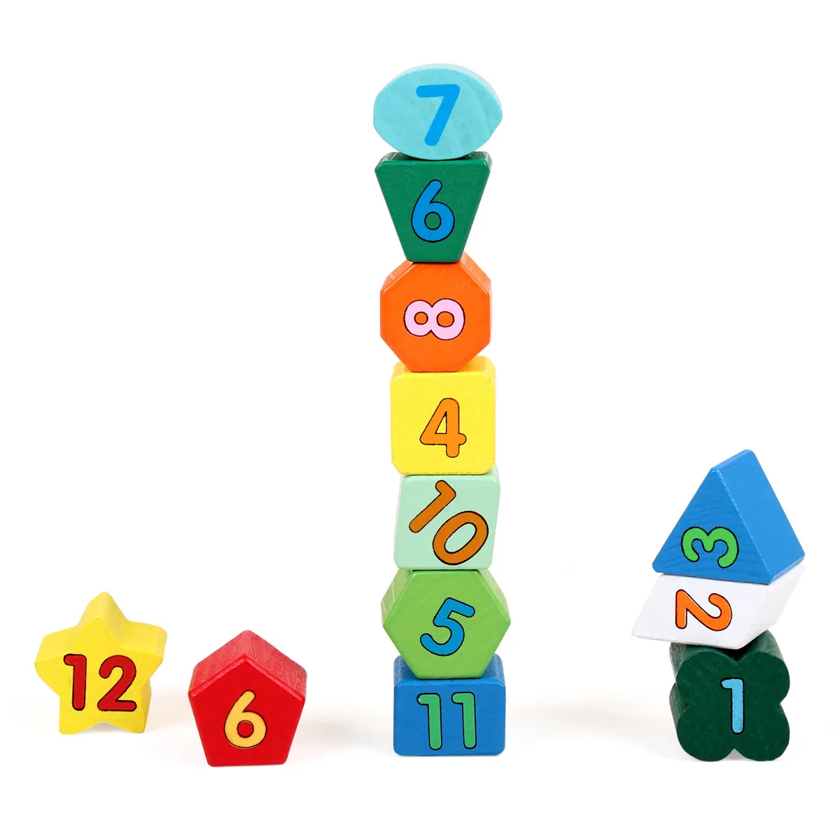 

Wooden Children Color Clock Building Blocks Clock with Numbers Intelligence Shape Matching Educational Toy Cognitive Color