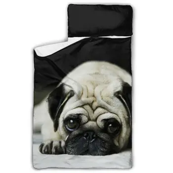

Cute Sad Pug Nap Mat with Pillow for Toddler Boys and Girls Ideal for Daycare and Preschool