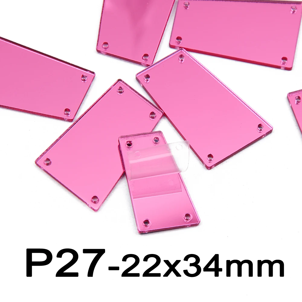 P27-22x34mm 30pcs Стразы с розами 30 шт. разноцветные акриловые зеркальные пришивные стразы с плоской задней стороной для шитья камней с отверстиями для блестящей одежды DIY - Цвет: P27-22x34mm 30pcs