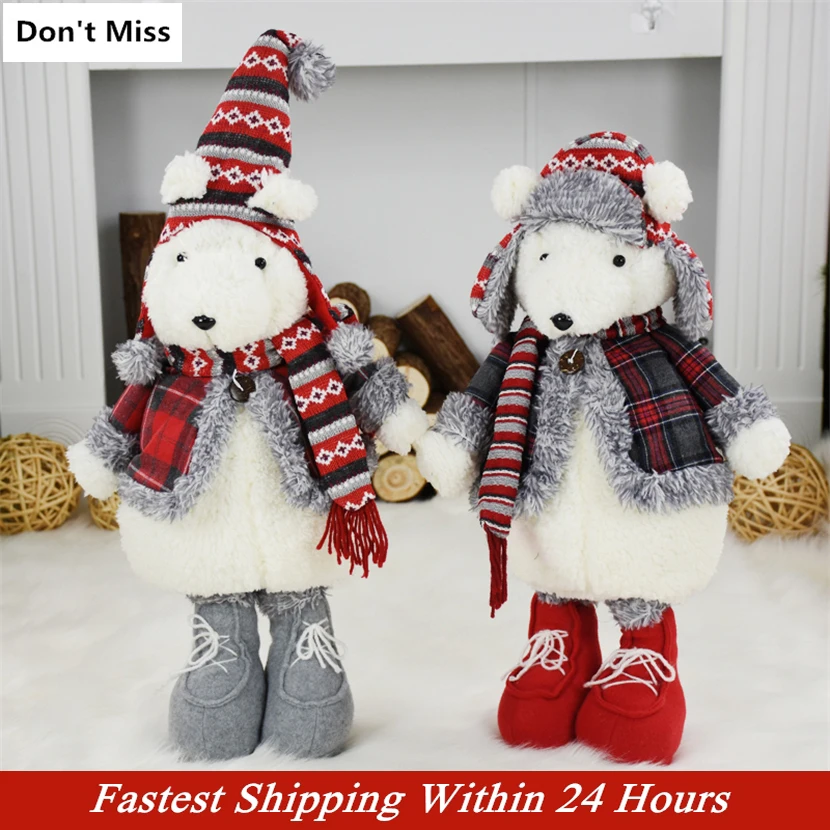 

Christmas mouse Doll Standing Navidad Figurine Big Bear Toys Christmas tree Ornaments New Year Gift Regalos De Navidad For Home