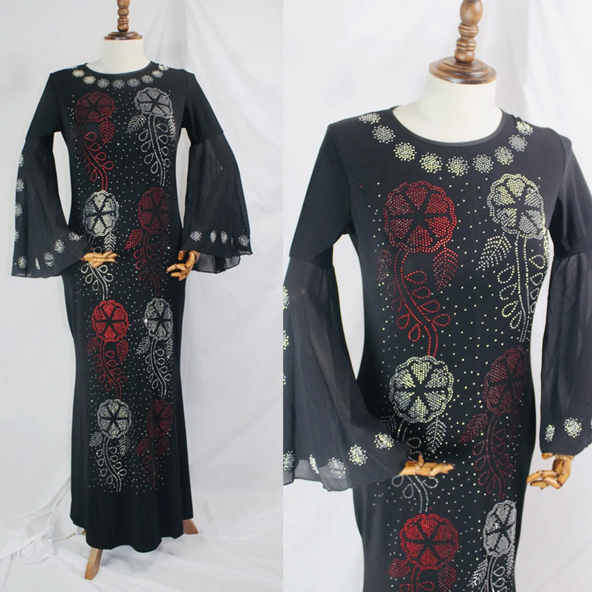 Африканская одежда бриллиантовое длинное платье с шифоновым рукавом Дашики платье для леди ZX