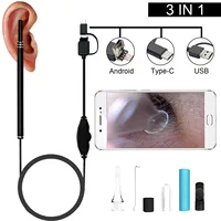 Medico In orecchio pulizia endoscopio cucchiaio Mini fotocamera raccoglitore dell'orecchio rimozione cerume orecchio visivo bocca naso otoscopio supporto Android PC