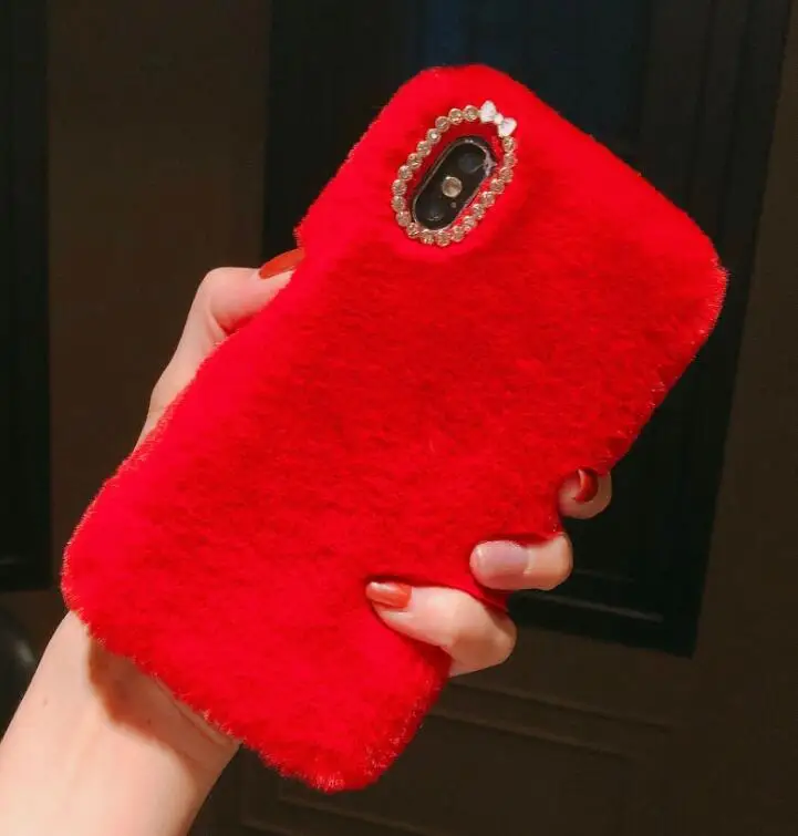 Red Kuutti Squishy роскошный Пушистый Плюшевый Меховой чехол для телефона для iPhone 6 6s 7 8 Plus X XR XS Max смарт-чехлы для iPhone 11 - Цвет: Red