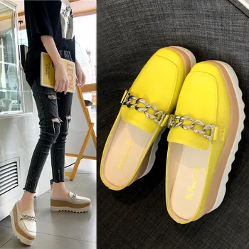 

Round Toe PU Home Slippers Women Flip Flops Rubber Wedges Shoes for Women Casual Comfortable Platform Shoes Women Slippers 2019