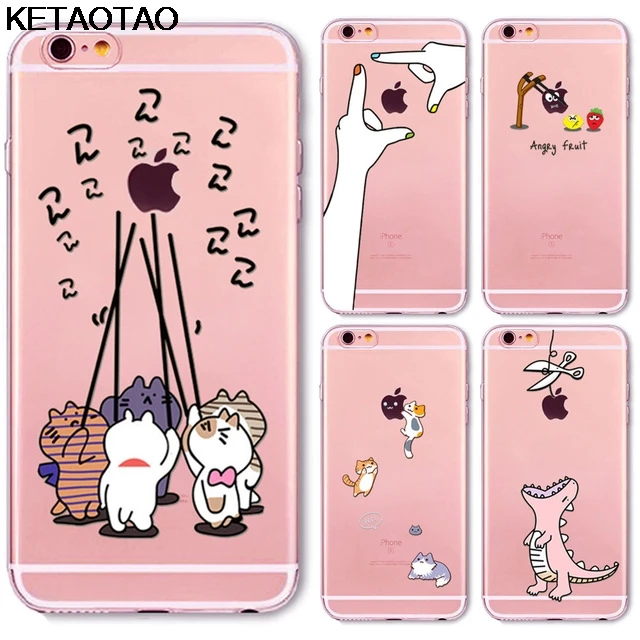 KETAOTAO милый мультяшный чехол для телефона s для iPhone 4S 5C 5S 6 6S 7 8 Plus XR XS Max чехол кристально чистый мягкий TPU чехол s