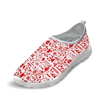Cute Nursing Medical Tools Print Women 2020 Spring Summer Flats Shoes Cartoon Nurse Woman Beach Loafers Girl Light Mesh Shoes